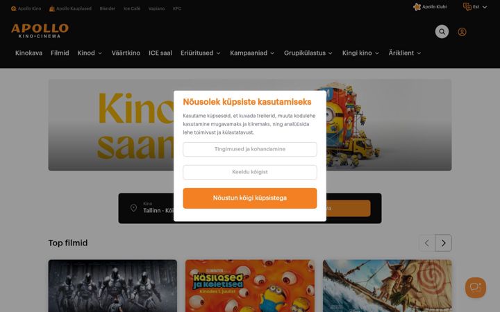 Screenshot of apollokino.ee