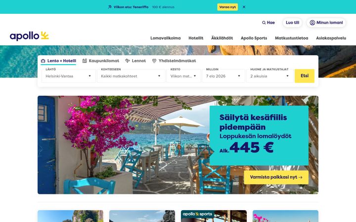 Screenshot of apollomatkat.fi