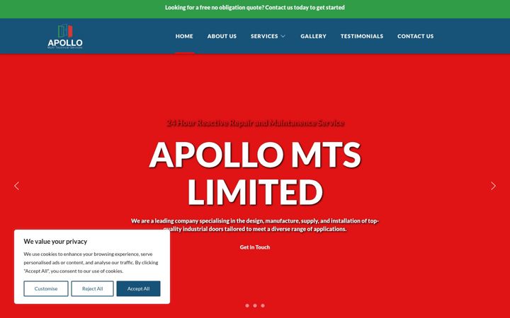 Screenshot of apollomts.co.uk