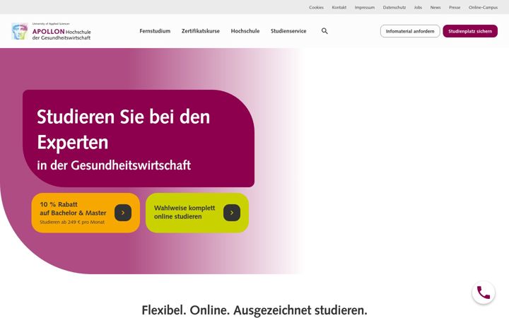 Screenshot of apollon-hochschule.de
