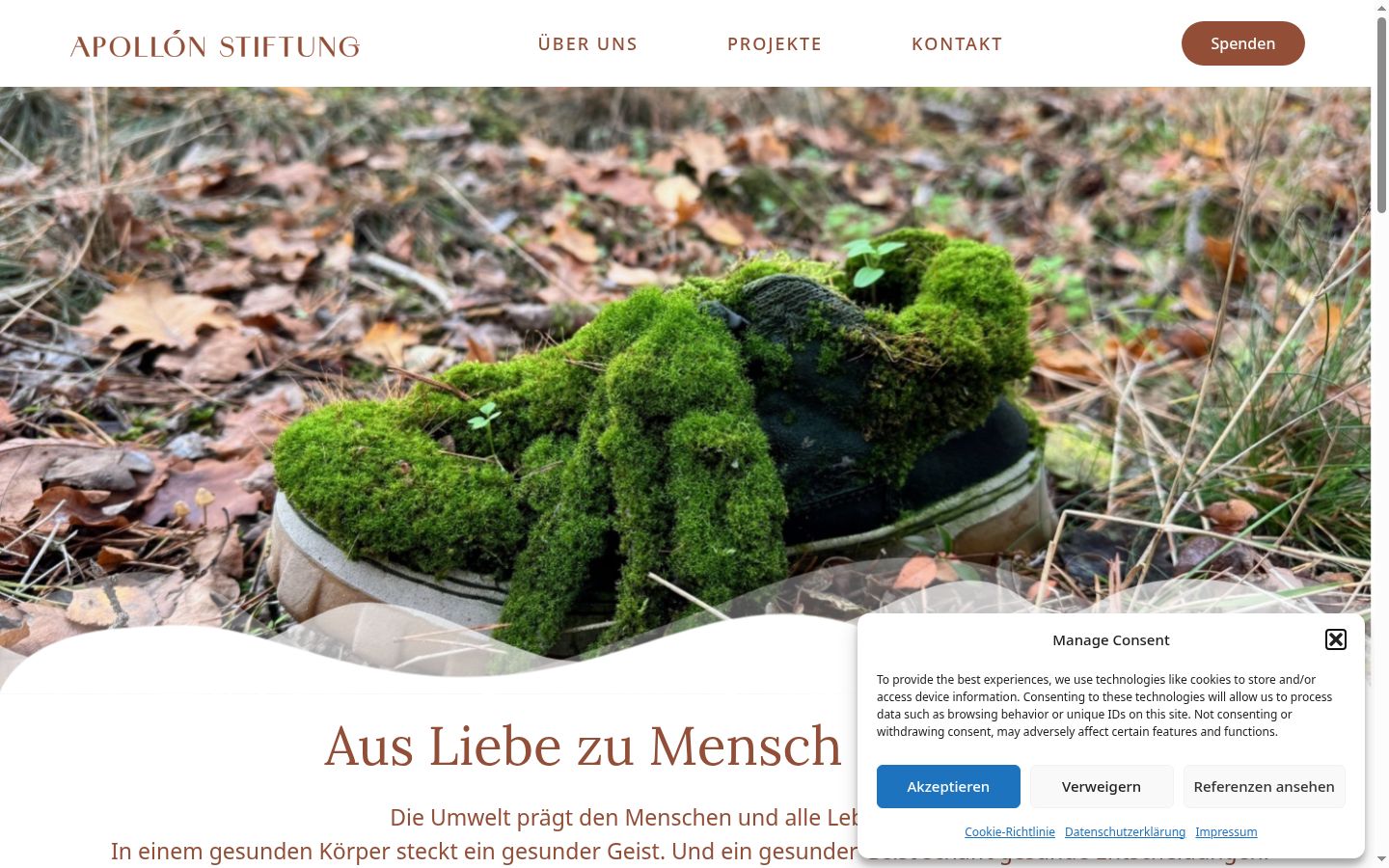 Screenshot des Einwilligungsbanners vor jeglicher Interaktion