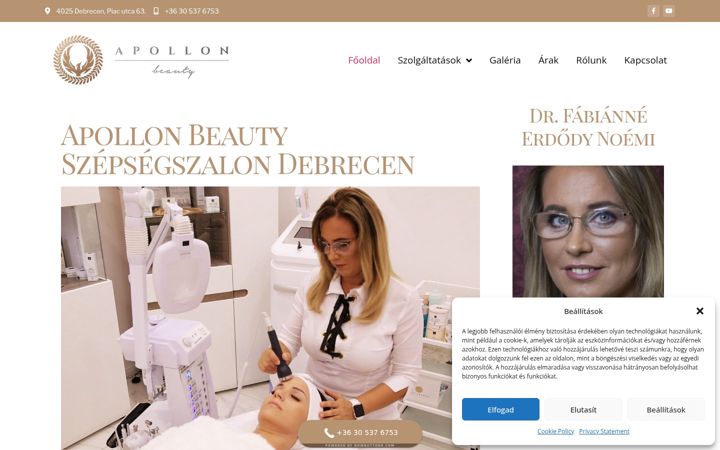 Screenshot of apollonbeauty.hu