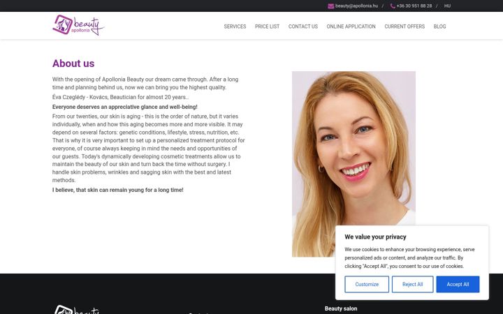 Screenshot of apolloniabeauty.hu