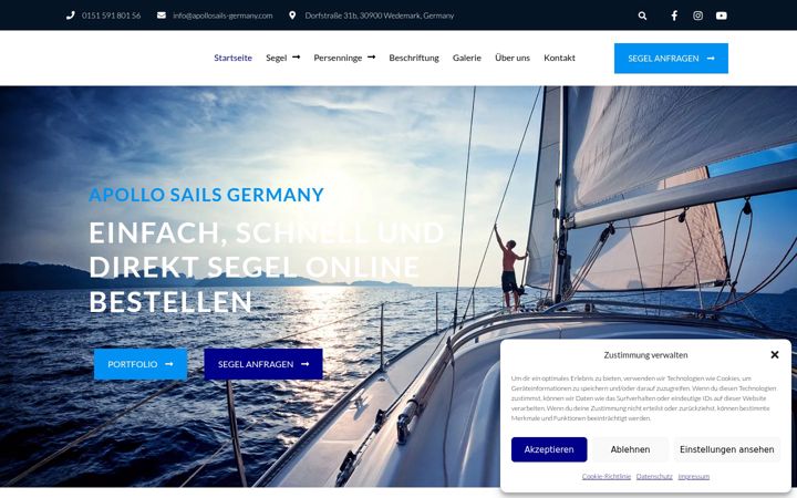 Screenshot di apollosails-germany.com