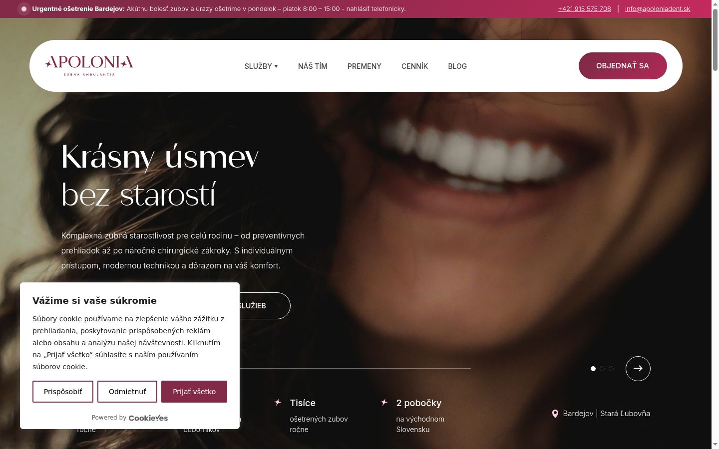 Screenshot del banner di consenso mostrato prima di qualsiasi interazione