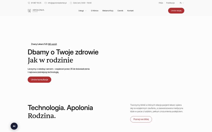 Snímek obrazovky apoloniadental.pl