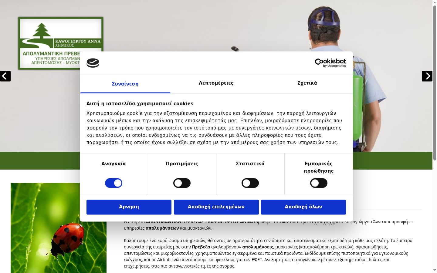 Screenshot of the consent banner shown before any interaction