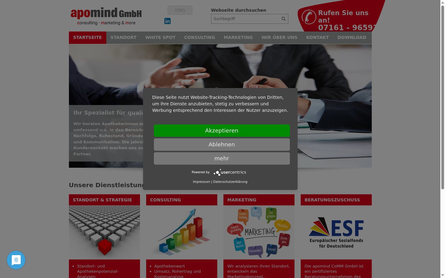 Screenshot del banner di consenso mostrato prima di qualsiasi interazione