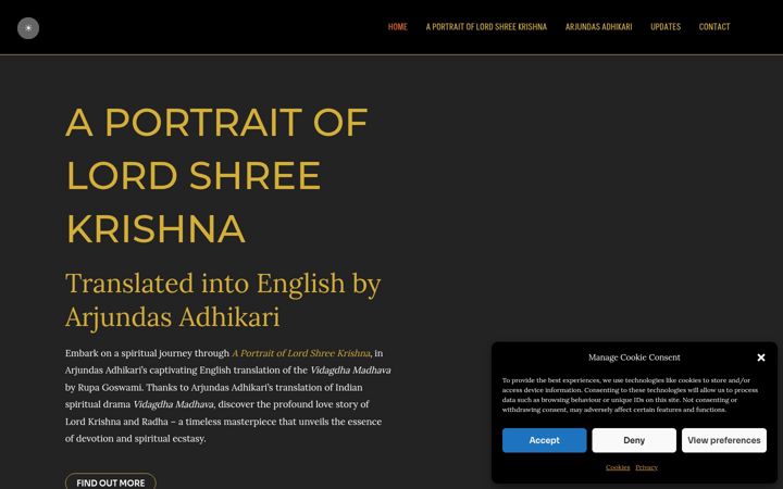 Screenshot of aportraitoflordshreekrishna.com