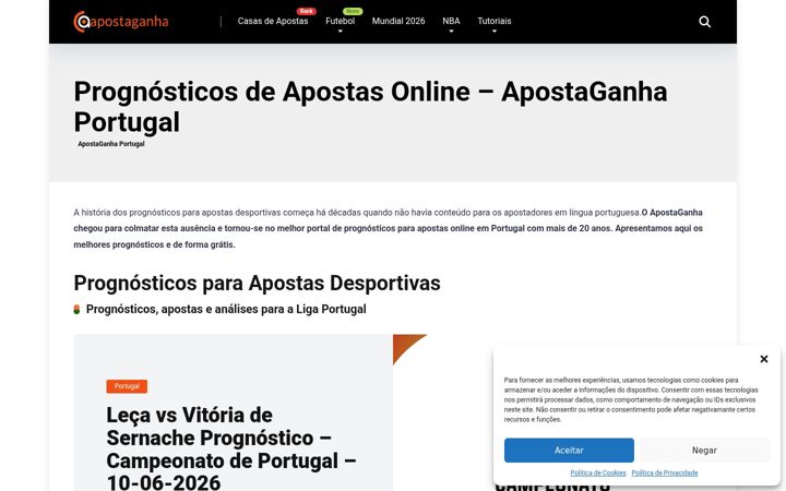 Screenshot of apostaganha.com