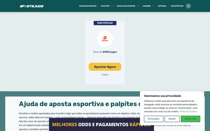 Screenshot of apostajuda.com