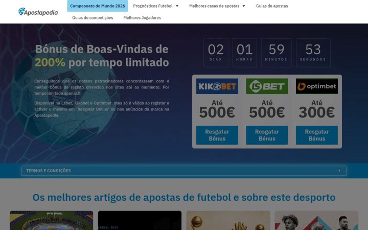 Screenshot ta' apostapedia.pt