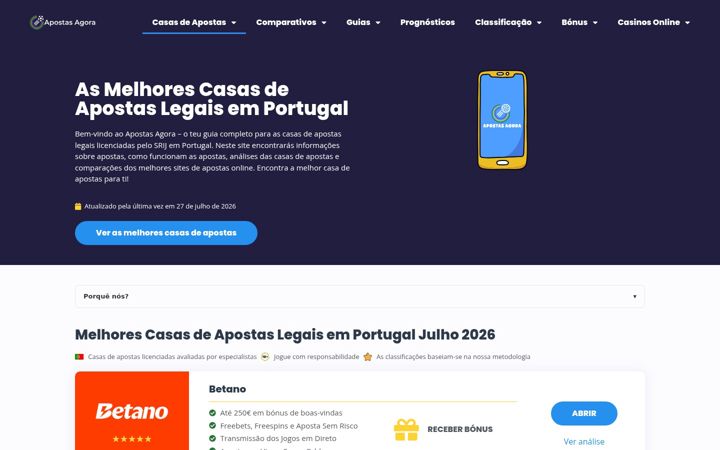 Screenshot ta' apostasagora.pt