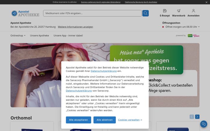 Screenshot of apostel-apotheke.de