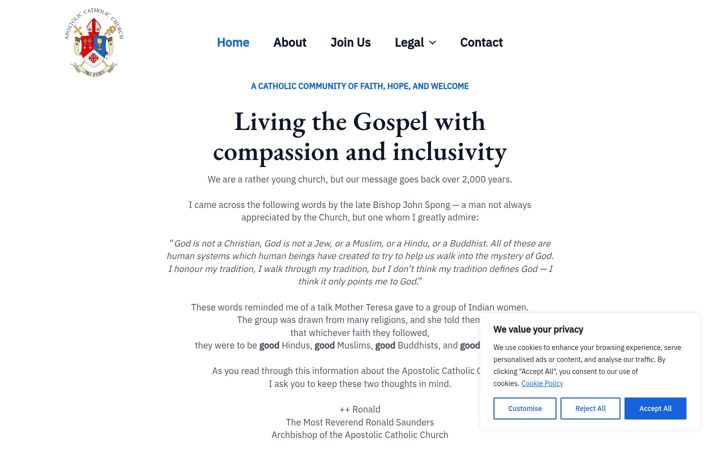 Screenshot of apostolic-catholic.net