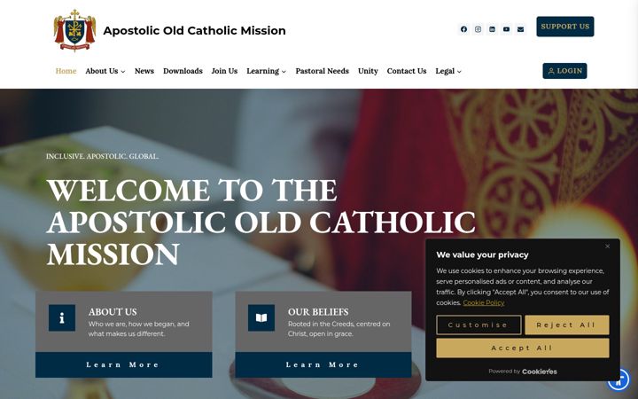 Ekraanipilt saidist apostolicoldcatholic.org