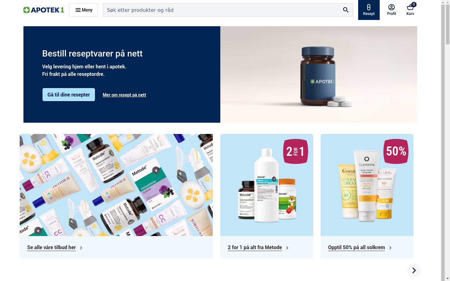 Screenshot of apotek1.no