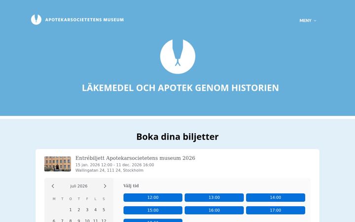 Screenshot of apotekarsocieteten.museum