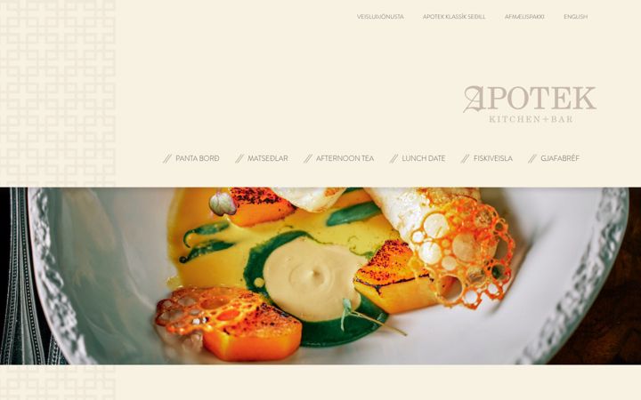 Screenshot ta' apotekrestaurant.is