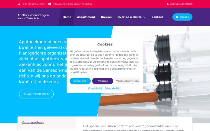 Screenshot ta' apotheekbereidingen.nl