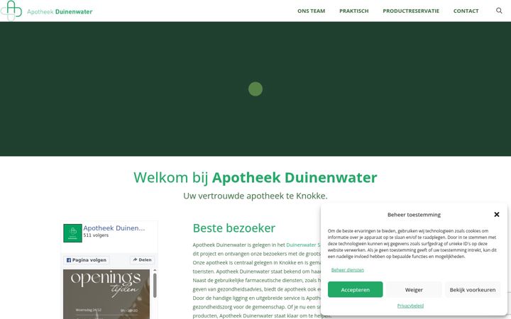 Screenshot ta' apotheekduinenwater.be