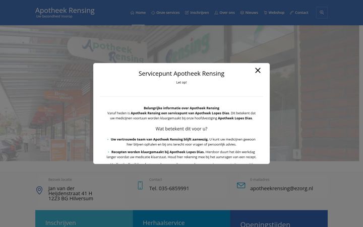 Screenshot ta' apotheekrensing.nl