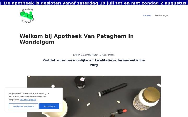 Screenshot of apotheekvanpeteghem.be