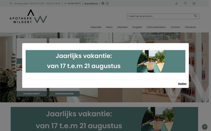 Screenshot ta' apotheekwildert.be