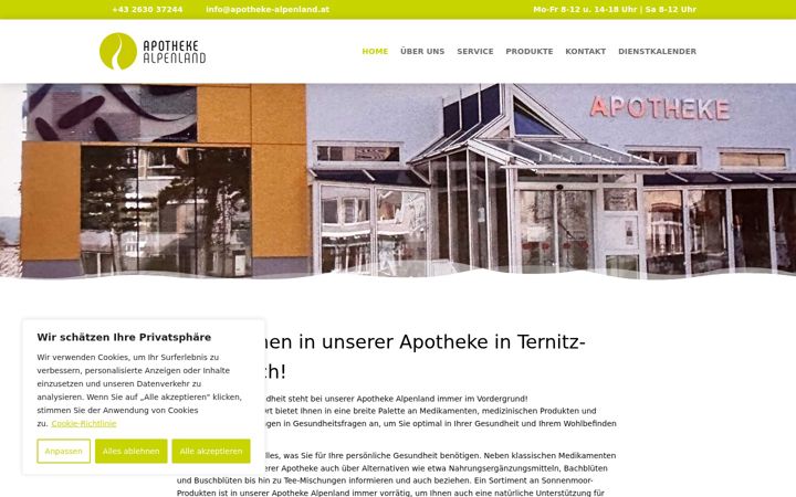 Ekrano kopija apotheke-alpenland.at
