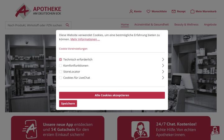 Ekrano kopija apotheke-am-deutschen-eck.de