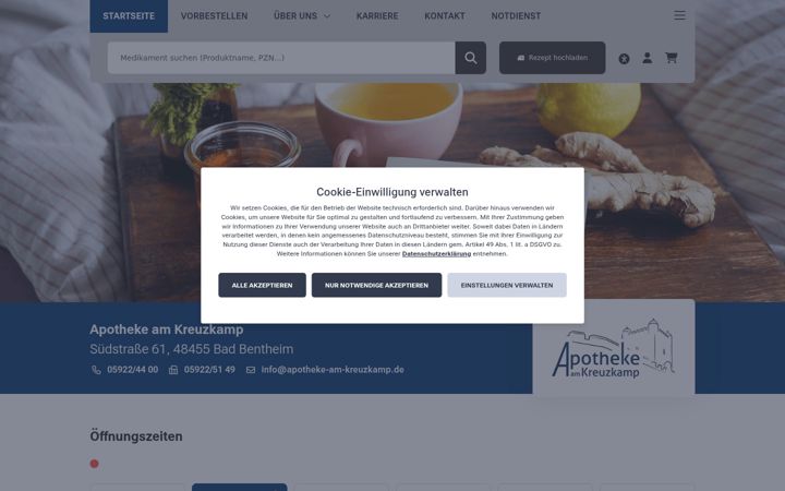 Zrzut ekranu apotheke-am-kreuzkamp.de