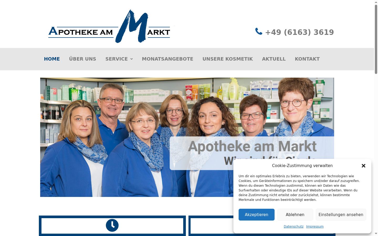 Screenshot des Einwilligungsbanners vor jeglicher Interaktion