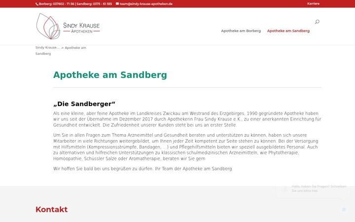 Zrzut ekranu apotheke-am-sandberg.de
