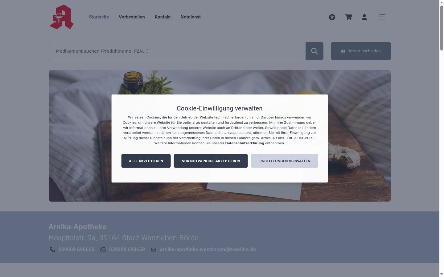 Screenshot del banner di consenso mostrato prima di qualsiasi interazione