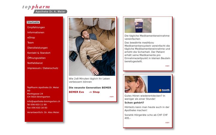 Snímek obrazovky apotheke-bremgarten.ch