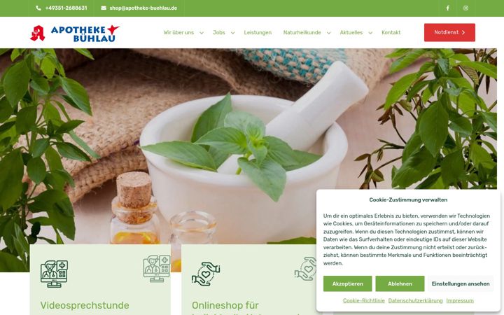 Snimka zaslona za apotheke-buehlau.de