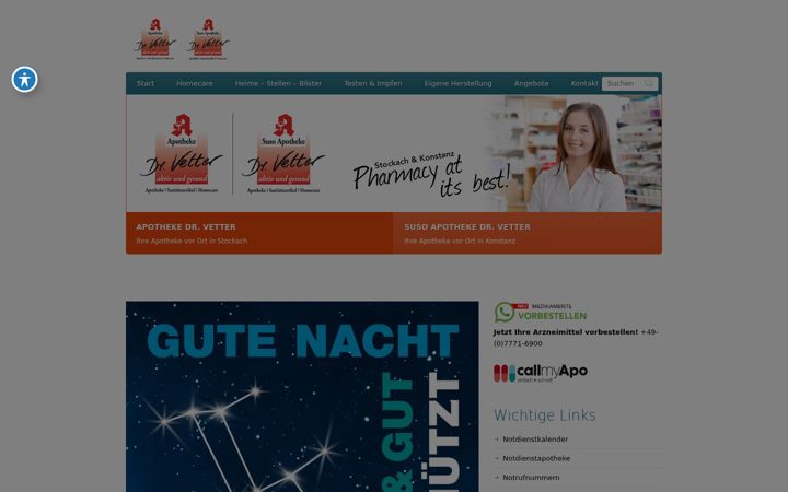 Snímek obrazovky apotheke-drvetter.de