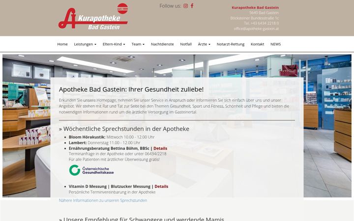 Screenshot of apotheke-gastein.at