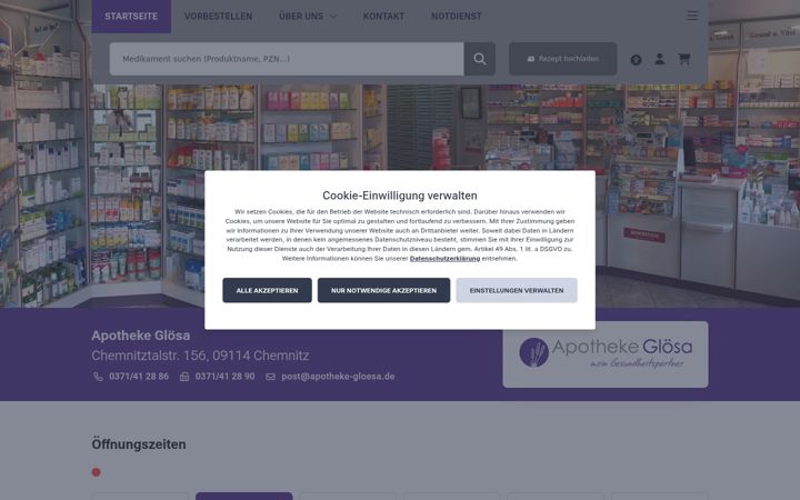 Ekrānuzņēmums no apotheke-gloesa.de