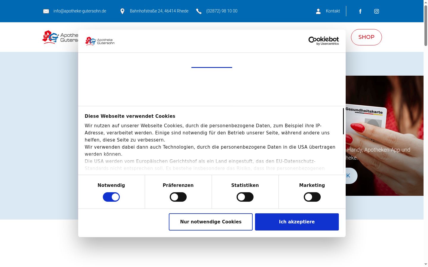 Screenshot tal-banner tal-kunsens muri qabel kwalunkwe interazzjoni