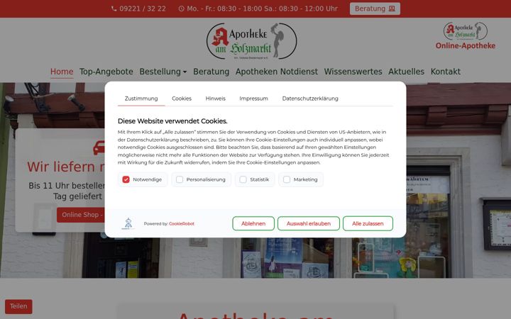 Screenshot of apotheke-holzmarkt-kulmbach.de