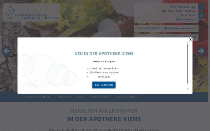 Screenshot of apotheke-kiens.it