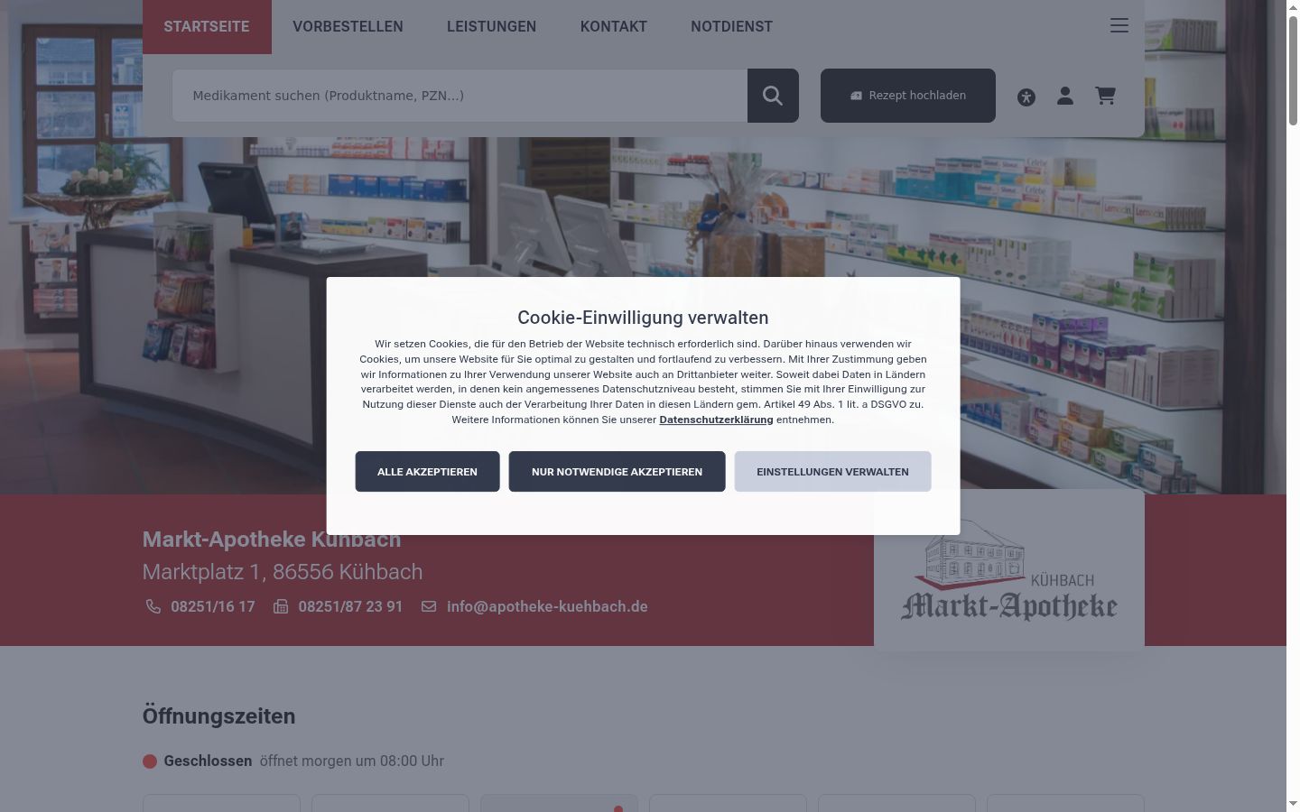 Capture d'écran de la bannière de consentement affichée avant toute interaction