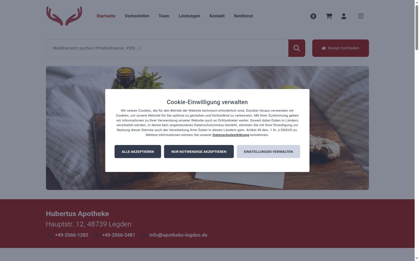 Screenshot del banner di consenso mostrato prima di qualsiasi interazione