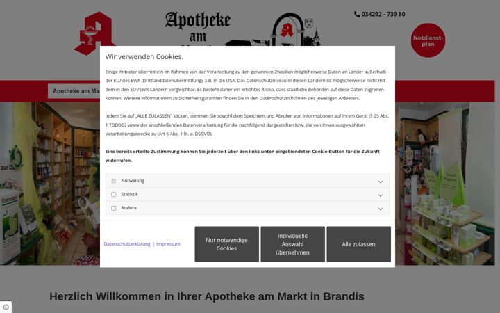 Screenshot of apotheke-markt-brandis.de