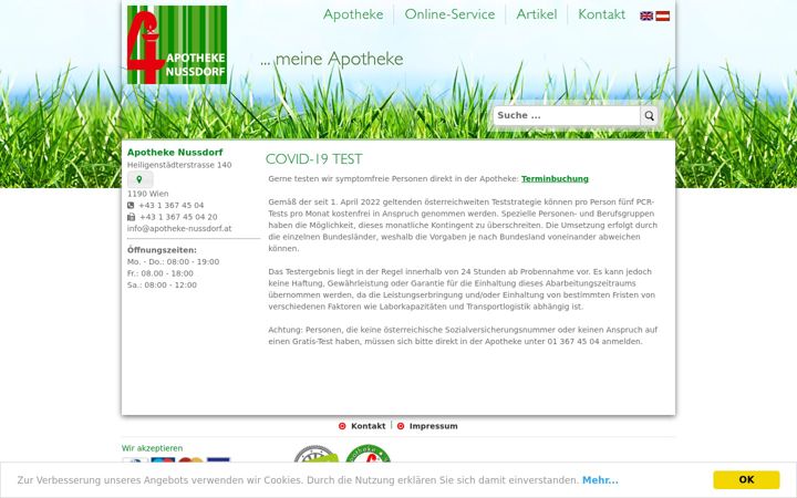 Screenshot of apotheke-nussdorf.at