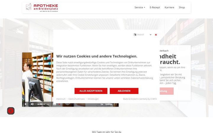 Screenshot of apotheke-unterbach.de