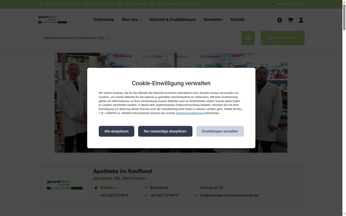 Screenshot tal-banner tal-kunsens muri qabel kwalunkwe interazzjoni