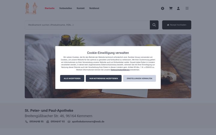 Screenshot stránky apothekekemmern.de