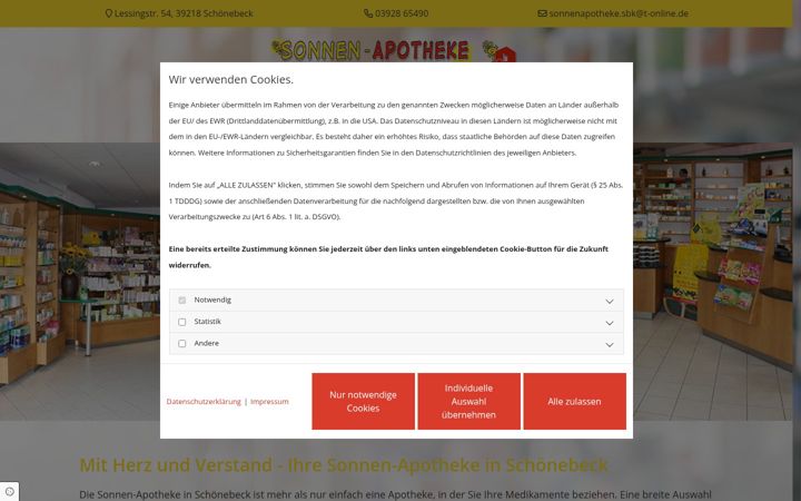 Skærmbillede af apotheken-schoenebeck.de